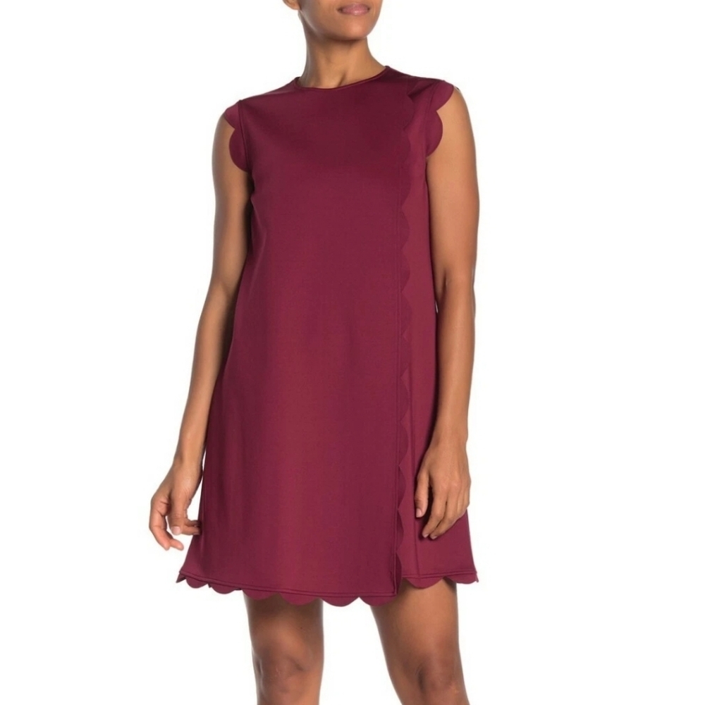 Ted Baker Women’s Jasmint dress size 12  scalloped Edges Maroon